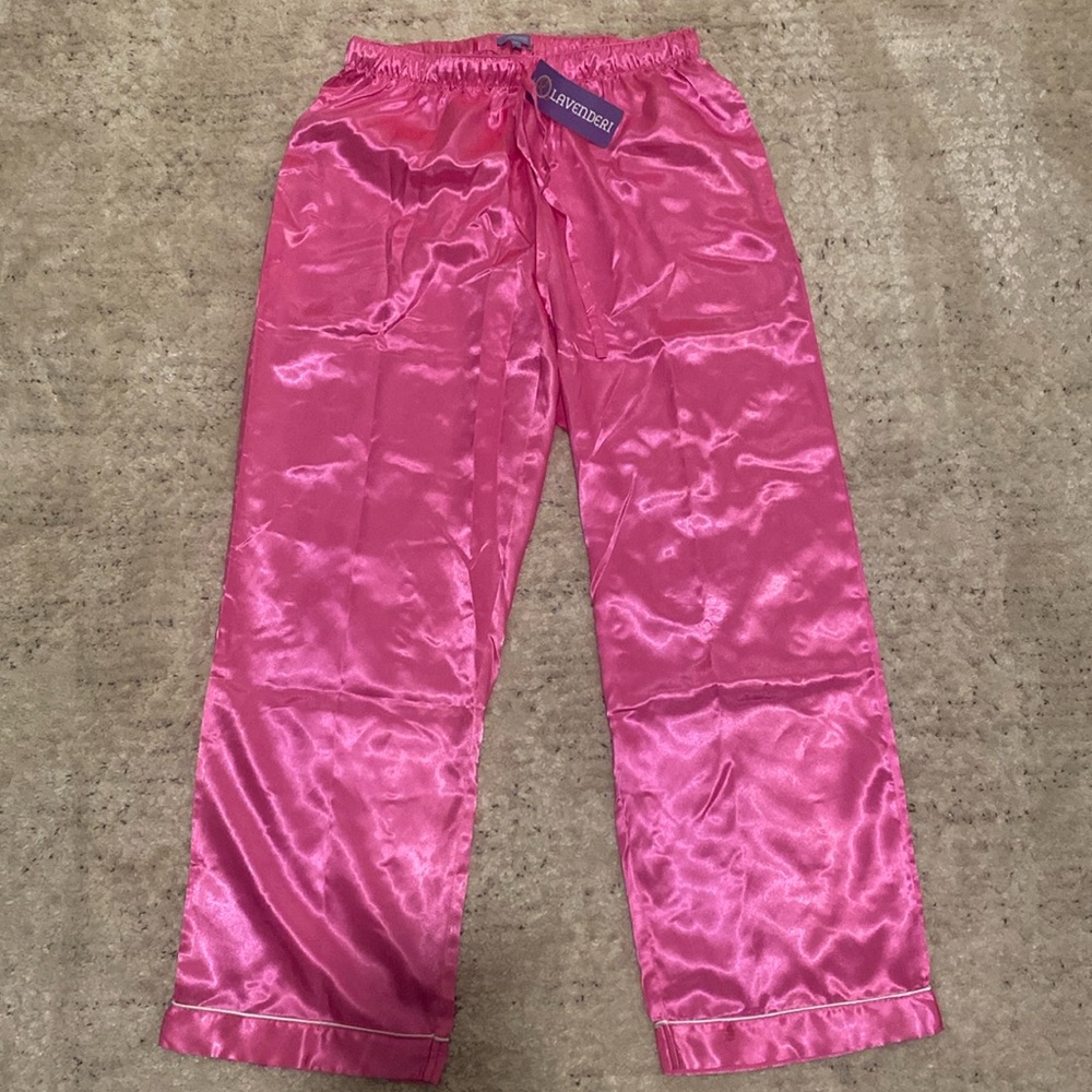 NWT. Pink satin pajama pants.